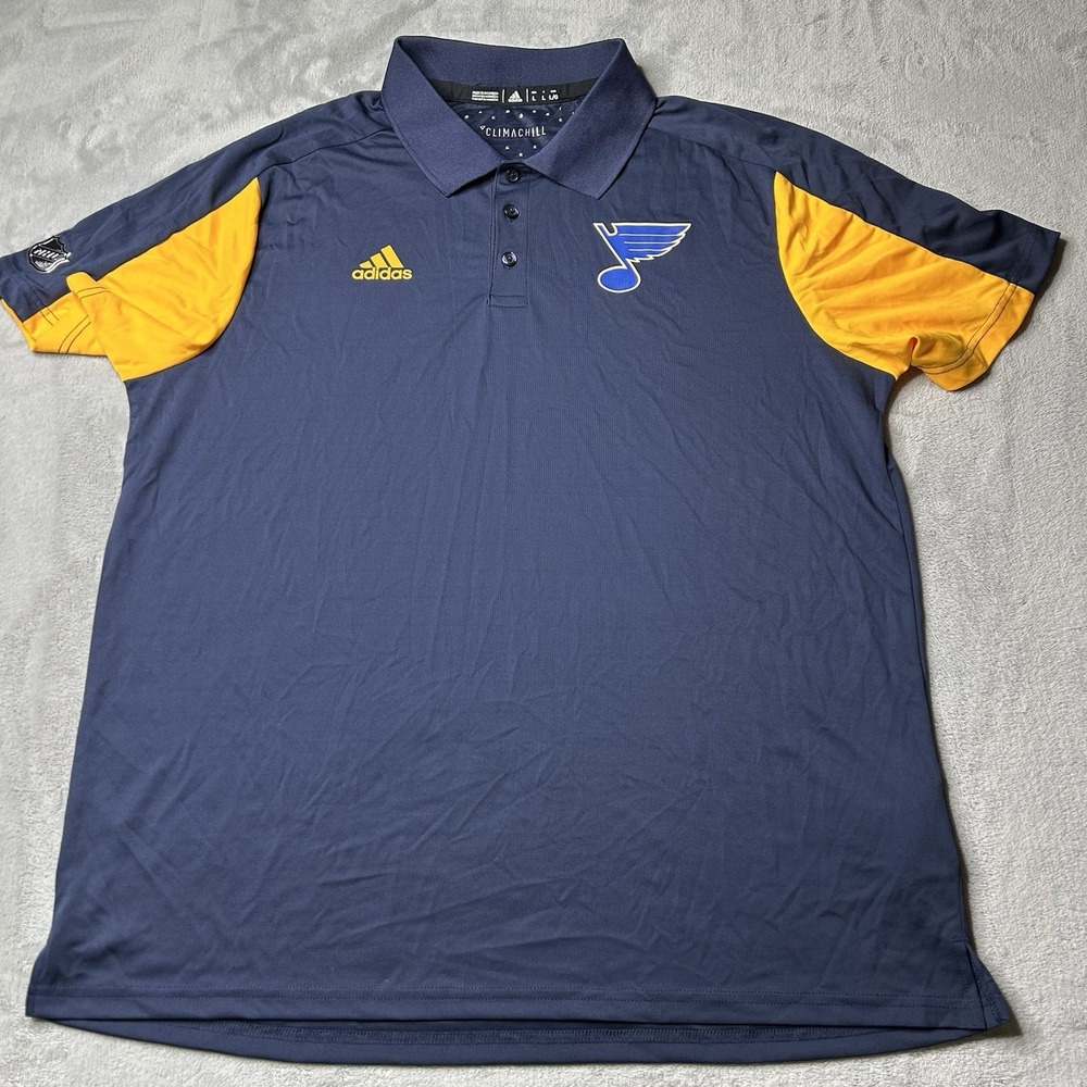 Adidas ClimaChill St Louis Blues Polo Shirt Mens Large NHL Navy